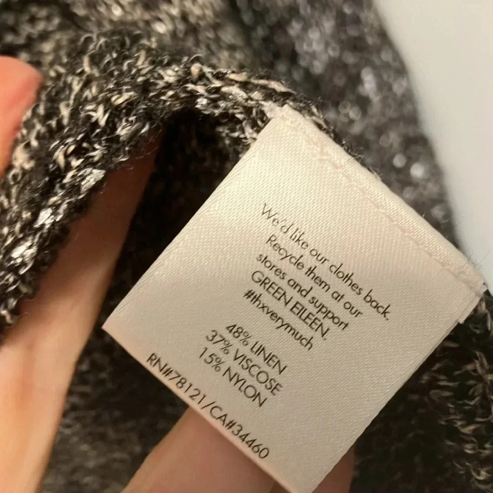 Eileen Fisher linen blend metallic open cardigan - Picture 3 of 4